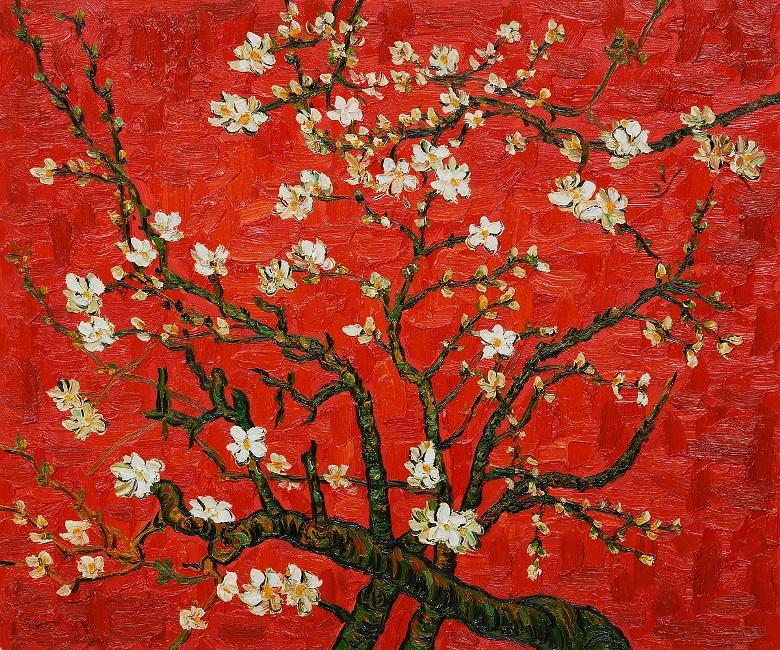 Vincent van Gogh Branches of an almond tree in Blossom in Red